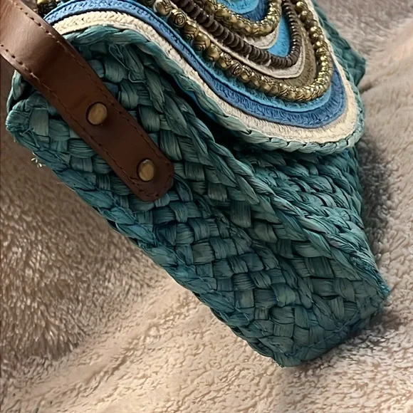 SUN N SAND “Turk Bleu Beauty” Straw Bag - Picture 3 of 15